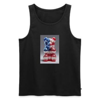 Drapeau américain Gummy Bear - Débardeur bio Premium Homme - noir - Devant - Michal (187cm)