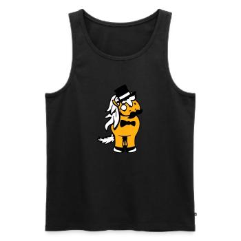 Pferd Sir Herr reich Monokel Brille Zylinder Hut - Männer Premium Bio Tank Top - Schwarz - Vorne - Michal (187cm)