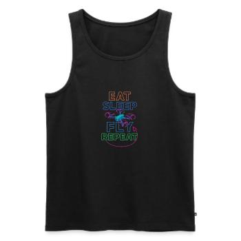 Eat Sleep Fly Repeat – Drohnenpiloten Routine - Männer Premium Bio Tank Top - Schwarz - Vorne - Michal (187cm)