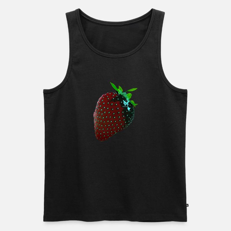Erdbeere, technisch, Hightech, illustration - Männer Premium Bio Tank Top - Schwarz
