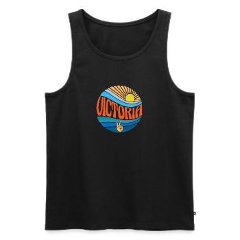 Victoria Hemd Vintage Sunset Victoria Groovy Krawatte - Männer Premium Bio Tank Top - Schwarz - Vorne - Michal (187cm)