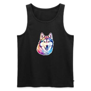 Siberian Husky Watercolors - Men's Premium Organic Tank Top - black - Front - Michal (187cm)