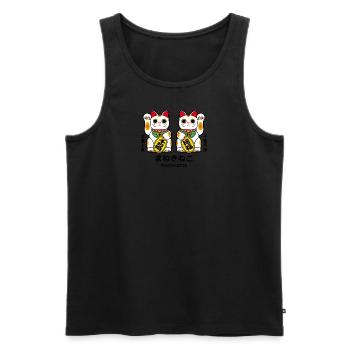 Manekineko - Winkekatze - Männer Premium Bio Tank Top - Schwarz - Vorne - AI Model Male 178 light (178cm)