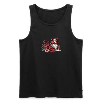 Australian Shepherd Cottage Core Blumen merle - Männer Premium Bio Tank Top - Schwarz - Vorne - AI Model Male 178 light (178cm)