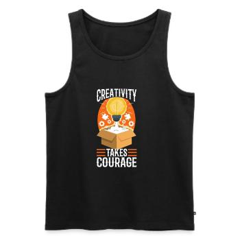 Creativity Takes Courage - Männer Premium Bio Tank Top - Schwarz - Vorne - AI Model Male 178 light (178cm)
