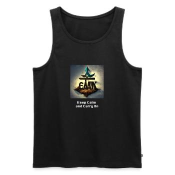 Keep Calm / Beruhig dich - Relaxen Shirt , Chillen - Männer Premium Bio Tank Top - Schwarz - Vorne - AI Model Male 178 light (178cm)