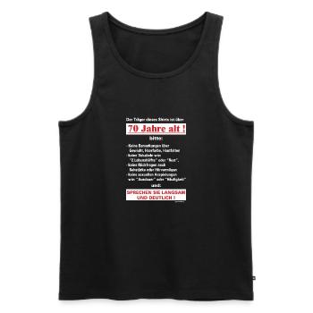 BD - Träger dieses Shirts ist 70 Jahre alt - - Männer Premium Bio Tank Top - Schwarz - Vorne - Michal (187cm)