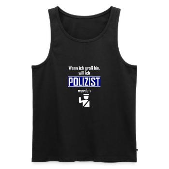 Wenn ich groß bin, will ich POLIZIST werden - Männer Premium Bio Tank Top - Schwarz - Vorne - AI Model Male 178 light (178cm)