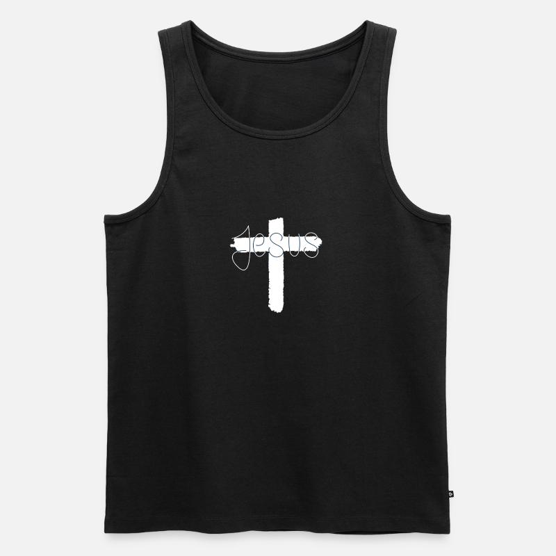 Jesus - Männer Premium Bio Tank Top - Schwarz