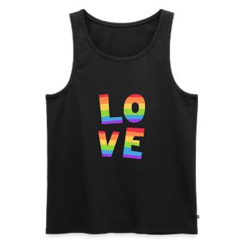LOVE Gay Pride Rainbow Flag LGBT LGBTQ Pride Month - Men's Premium Organic Tank Top - black - Front - AI Model Male 178 light (178cm)