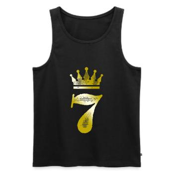 7 Chiffre Couronne Or - Débardeur bio Premium Homme - noir - Devant - AI Model Male 178 light (178cm)