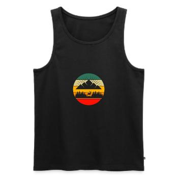 Montagnes Randonnée Forêt Arbres Rétro Cerf Nature - Débardeur bio Premium Homme - noir - Devant - Michal (187cm)