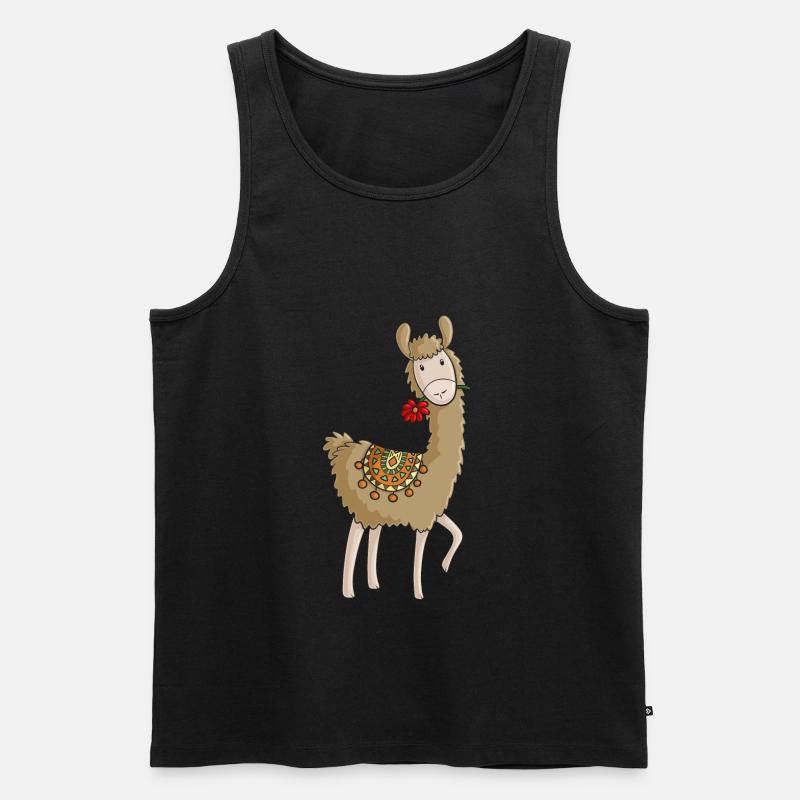 Lama comic Alpaka - Männer Premium Bio Tank Top - Schwarz