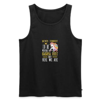 Never Thought I d Be Wearing A Unicorn Shirt But H - Männer Premium Bio Tank Top - Schwarz - Vorne - Michal (187cm)