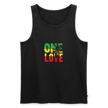 One Love Jamaican Tee Shirt - Men's Premium Organic Tank Top - black - Front - AI Model Male 178 light (178cm)