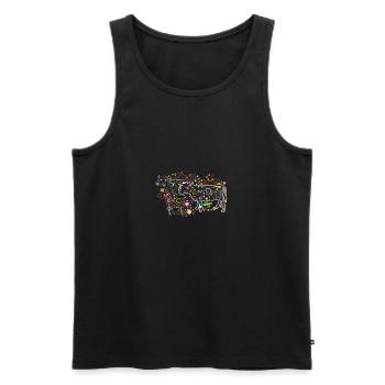 Vache animal vache ferme cadeau · fleurs - Débardeur bio Premium Homme - noir - Devant - Michal (187cm)