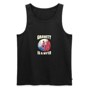 Rock Climbing Outfits Gravitiy Is A Myth Rock - Men's Premium Organic Tank Top - black - Front - AI Model Male 178 light (178cm)