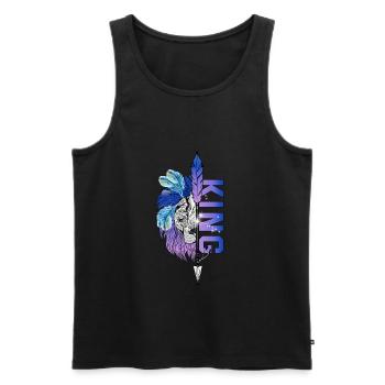 Löwe King - Queen Pärchendesign Valentinstag - Männer Premium Bio Tank Top - Schwarz - Vorne - Michal (187cm)