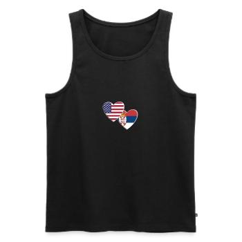 États-Unis Serbie américaine drapeau serbe fierté patriotique - Débardeur bio Premium Homme - noir - Devant - AI Model Male 178 light (178cm)