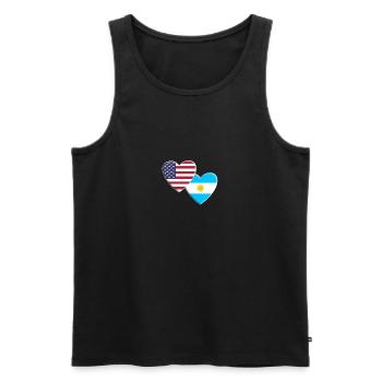 États-Unis Américain Argentine Drapeau Argentin Patriotique - Débardeur bio Premium Homme - noir - Devant - Michal (187cm)