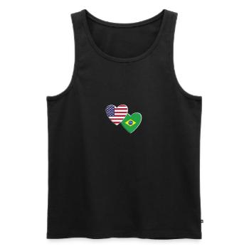 États-Unis Américain Brésil Drapeau Brésilien Patriotique - Débardeur bio Premium Homme - noir - Devant - Michal (187cm)