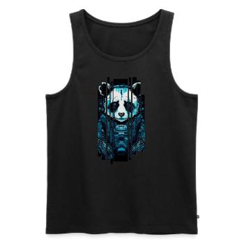 Cyber-Panda - Männer Premium Bio Tank Top - Schwarz - Vorne - AI Model Male 178 light (178cm)