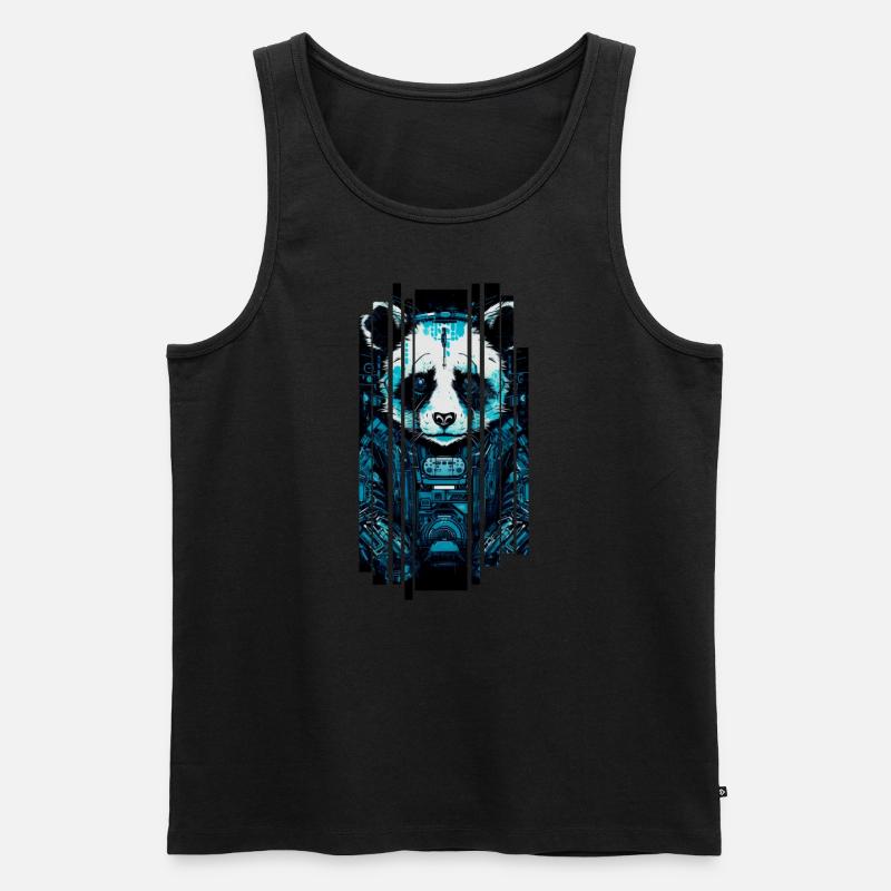 Cyber-Panda - Männer Premium Bio Tank Top - Schwarz