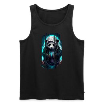 Animaux doux, cyber panda - Débardeur bio Premium Homme - noir - Devant - AI Model Male 178 light (178cm)