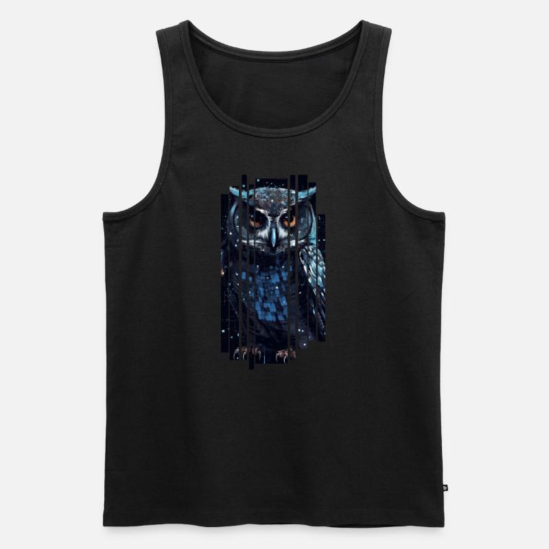 Süße Cyber-Eule - Männer Premium Bio Tank Top - Schwarz