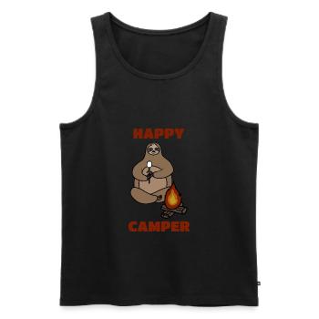 Camping Quote, Happy Camper, Sloth - Men's Premium Organic Tank Top - black - Front - Michal (187cm)