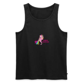 endlich schulkind,seepferdchen,regenbogen,kotzen - Männer Premium Bio Tank Top - Schwarz - Vorne - Michal (187cm)