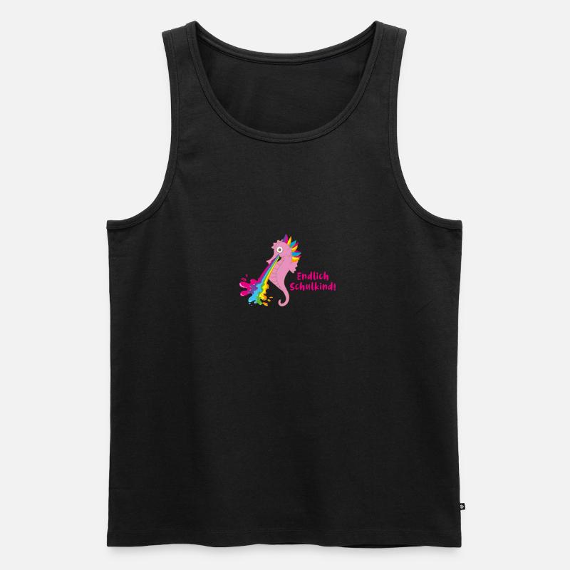 endlich schulkind,seepferdchen,regenbogen,kotzen - Männer Premium Bio Tank Top - Schwarz