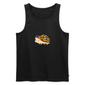 Hedgehog colored pencil - Men's Premium Organic Tank Top - black - Front - AI Model Male 178 light (178cm)