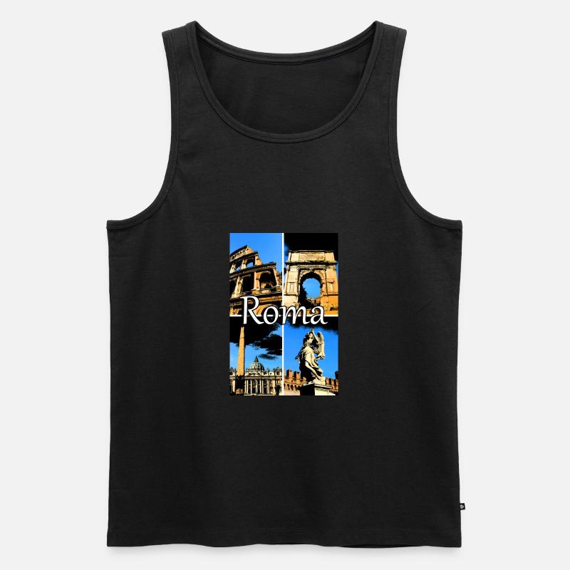 Roma Collage Comic sign lettering - Männer Premium Bio Tank Top - Schwarz