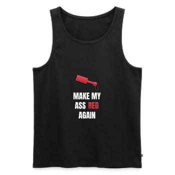 Make My Ass Red again Kinky Paddle BDSM leather - Männer Premium Bio Tank Top - Schwarz - Vorne - AI Model Male 178 light (178cm)