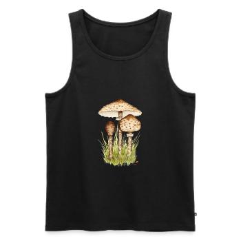 Parasol mushroom or giant umbrella - Men's Premium Organic Tank Top - black - Front - AI Model Male 178 light (178cm)