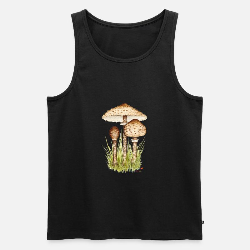 Parasolpilz oder Riesenschirmling - Männer Premium Bio Tank Top - Schwarz