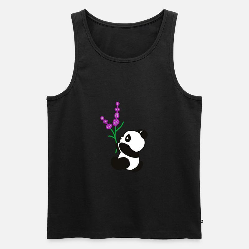 Panda Blume - Männer Premium Bio Tank Top - Schwarz