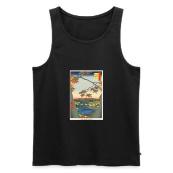 Art japonais Hiroshige - Débardeur bio Premium Homme - noir - Devant - AI Model Male 178 light (178cm)