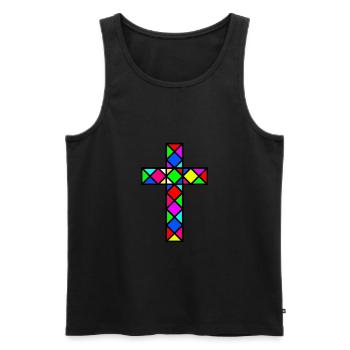 Cross Jesus - Men's Premium Organic Tank Top - black - Front - AI Model Male 178 light (178cm)
