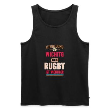 Lustiges Sprüche Design Rugby Sport Cooler Spruch - Männer Premium Bio Tank Top - Schwarz - Vorne - AI Model Male 178 light (178cm)