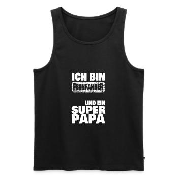 Ich bin super Papa Fernfahrer - Männer Premium Bio Tank Top - Schwarz - Vorne - Michal (187cm)