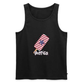 Merica 4 juillet États-Unis - Débardeur bio Premium Homme - noir - Devant - Michal (187cm)