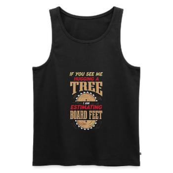 I Am Estimating Board Feet Funny Lumberjack Logger - Men's Premium Organic Tank Top - black - Front - AI Model Male 178 light (178cm)