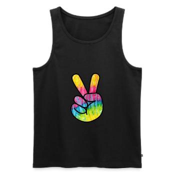 Peace Hand Hippie - Männer Premium Bio Tank Top - Schwarz - Vorne - AI Model Male 178 light (178cm)