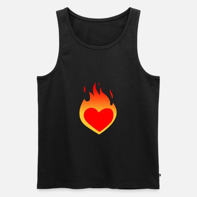 Brennendes Herz - Männer Premium Bio Tank Top - Schwarz