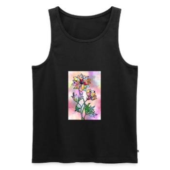 Bunte Blumen - Männer Premium Bio Tank Top - Schwarz - Vorne - Michal (187cm)