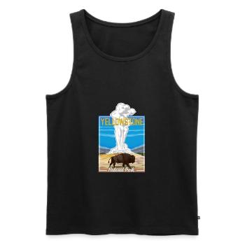 Vintage Yellowstone Nationalpark Bison Geysir - Männer Premium Bio Tank Top - Schwarz - Vorne - AI Model Male 178 light (178cm)