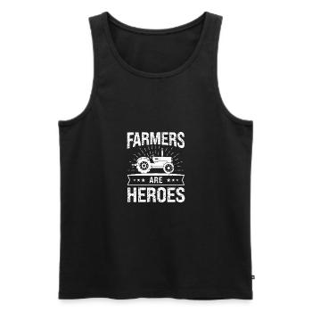 Les agriculteurs sont des héros - Débardeur bio Premium Homme - noir - Devant - Michal (187cm)