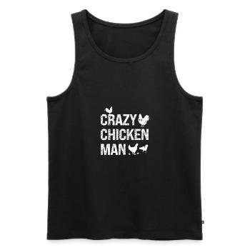Crazy Chicken Man - Men's Premium Organic Tank Top - black - Front - Michal (187cm)